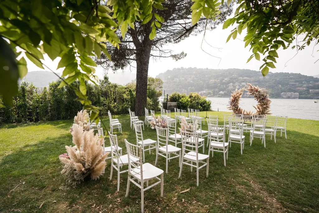 Lake Como wedding ceremony setup planned by a local wedding planner