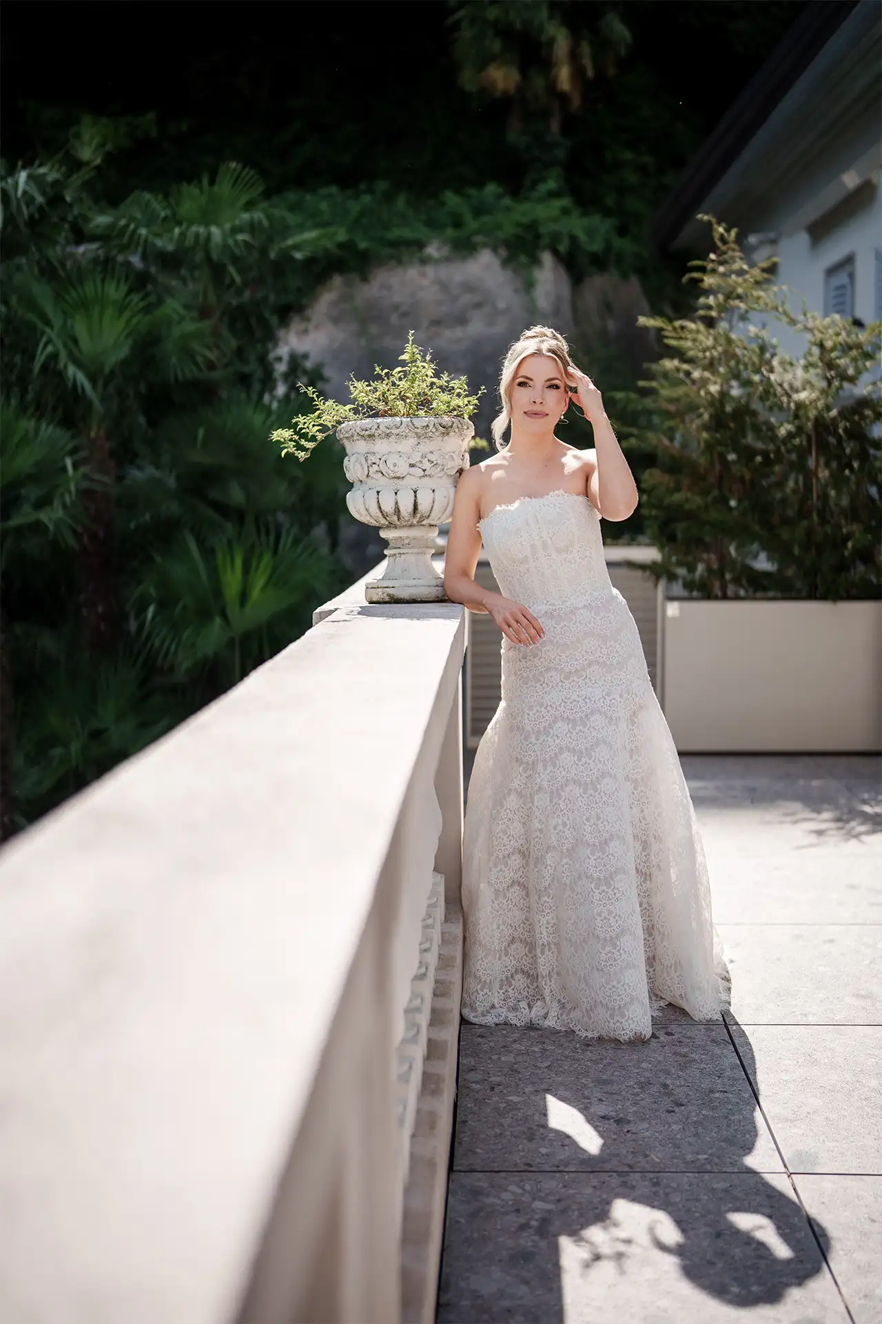 Bride portrait on the terrace during a Villa Giulia wedding on Lake Como